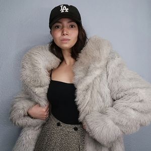 Viral Vintage Gray faux fur coat